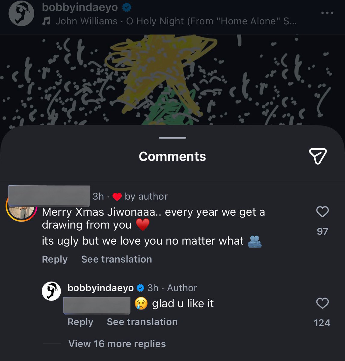 MemoryiKON's tweet image. อคน. เม้นในโพสต์พิบ๊อบ “เมอร์รี่คริสต์มาสนะจีวอนอาาา.. ทุกๆ ปีเราจะได้รูปวาดจากคุณ ❤️ ถึงมันจะไม่สวย แต่พวกเราก็รักคุณนะไม่ว่ายังไงก็ตาม 🫂”
พิบ๊อบ “😢 ดีใจนะที่คุณชอบ”

ฮืออออ พลังบวกเชิงลบมากกกก 55555555