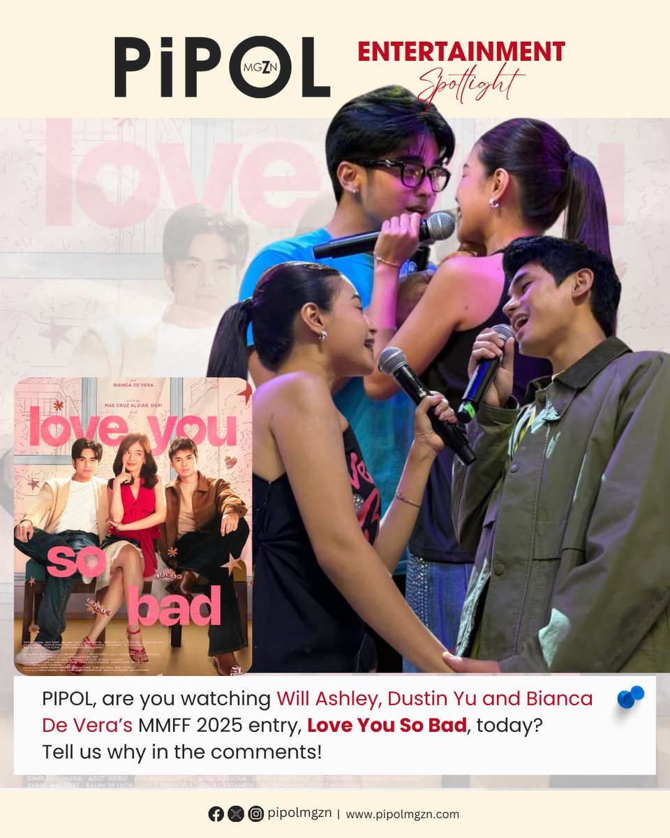 pipolmgzn's tweet photo. #PiPoLL: PIPOL, are you watching Will Ashley, Dustin Yu   and Bianca De Vera's MMFF 2025 entry, Manila's Finest, today? 

Tell us why in the comments!

Learn more about the MMFF 2025 entries here: https://t.co/Mj47Di3KFq

#PIPOLmgZn #MMFF2025 #ManilasFinest https://t.co/pLk6gimY4x