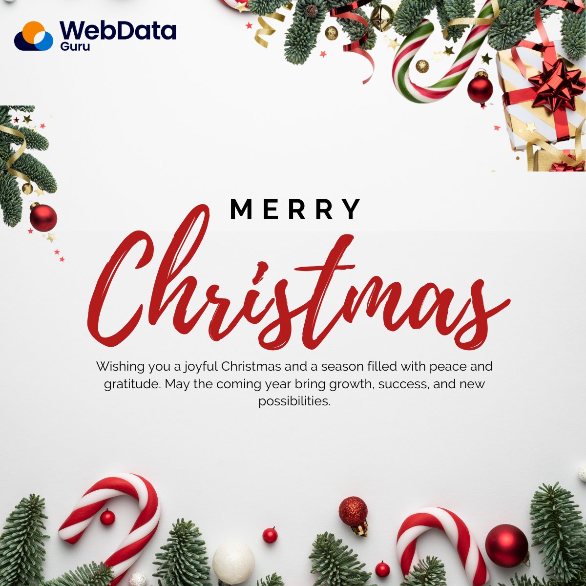webdataguru's tweet photo. Wishing our wonderful community a very Merry Christmas! 

At @webdataguru , we’re grateful for the trust and partnerships that drive our journey forward.
Wishing you warmth, peace, and joy this holiday season. ✨

#WebDataGuru #PriceIntelGuru #MerryChristmas #HolidaySeason https://t.co/0ZZyRaWxzi