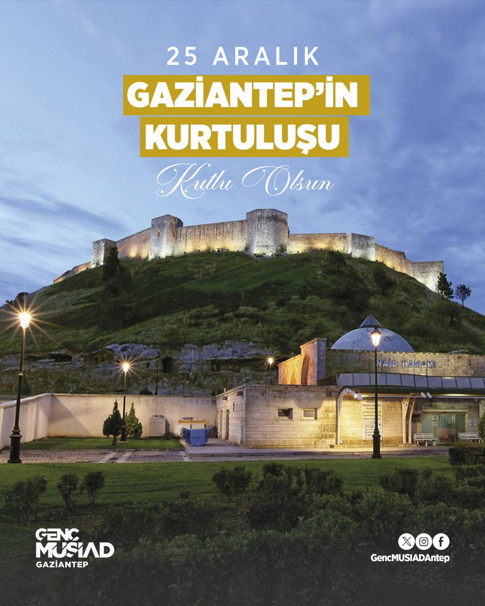 Bu toprakları bizlere vatan kılan aziz şehitlerimizi rahmetle, kahraman ecdadımızı minnetle yâd ediyor; Gaziantep’imizin kurtuluşunun yıl dönümünü gururla kutluyoruz.

<a href="/MagsumU/">Mağsum Usta</a> 
<a href="/gencmusiad/">Genç MÜSİAD</a>