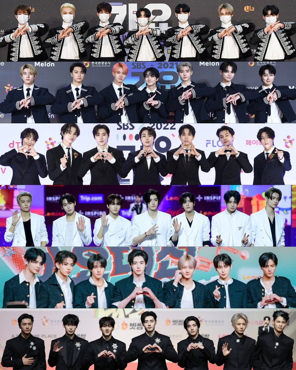 EN7ernally's tweet image. enhypen at sbs gayo daejeon red carpet throughout the years 💖