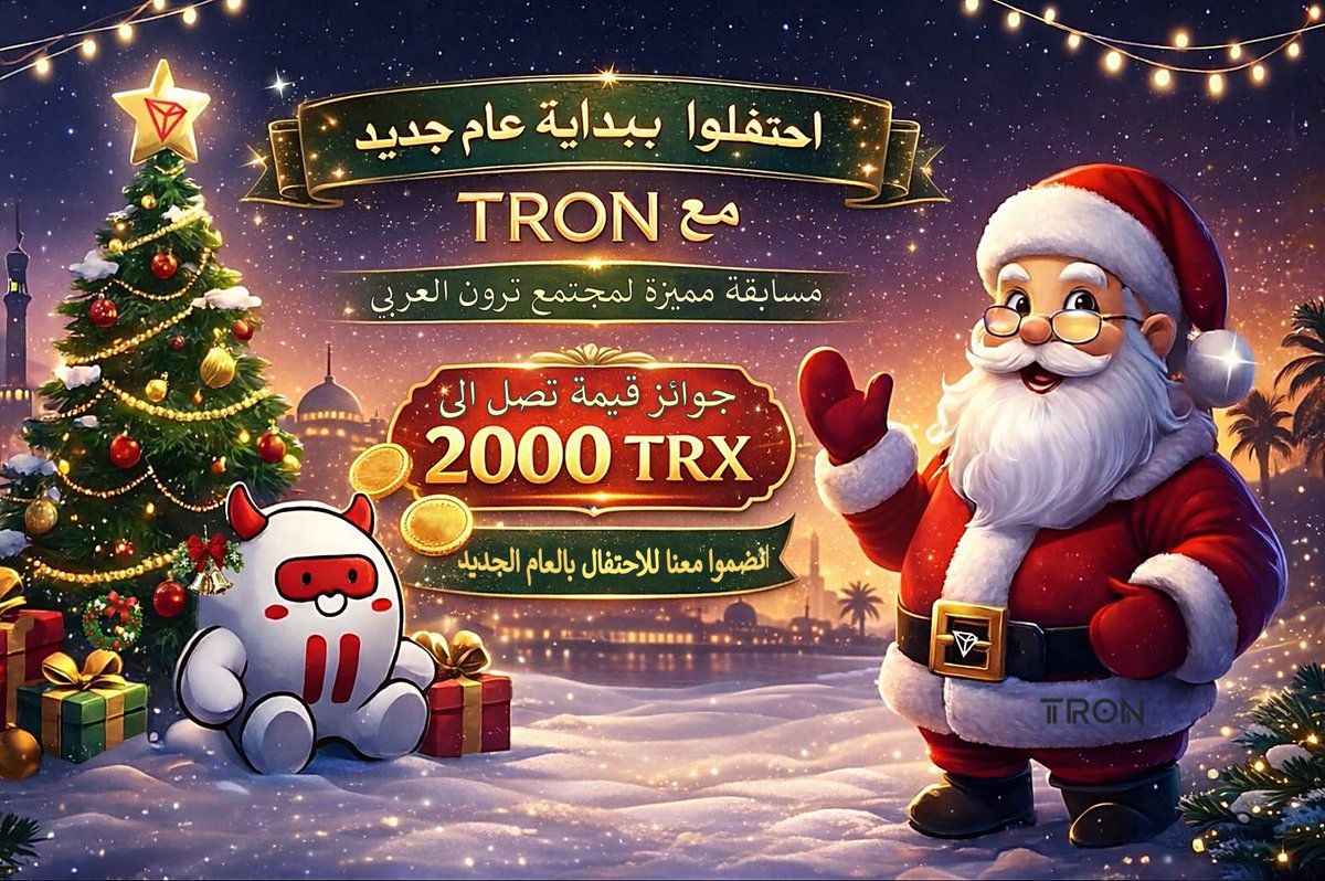 TronDao_AR's tweet image. ༺🎄✨ مُسابقة #TRON الإبداعية 2026 ✨🎄༻

🎨 هل تمتلِك لمسَة إبداعية؟ 
أطلق خيالك وشاركنا الاحتفال بالكريسماس ورأس السنة الجديدة 2026 مع TRON 🎆

📌 للمشاركة:
1️⃣ لايك ❤️ + ريتويت 🔁 و شارك صديقًا
2️⃣ تابع @TronDao_AR على X ومجموعة @tronnetworkAR على تليجرام
3️⃣ أنشئ عملًا إبداعيًا…