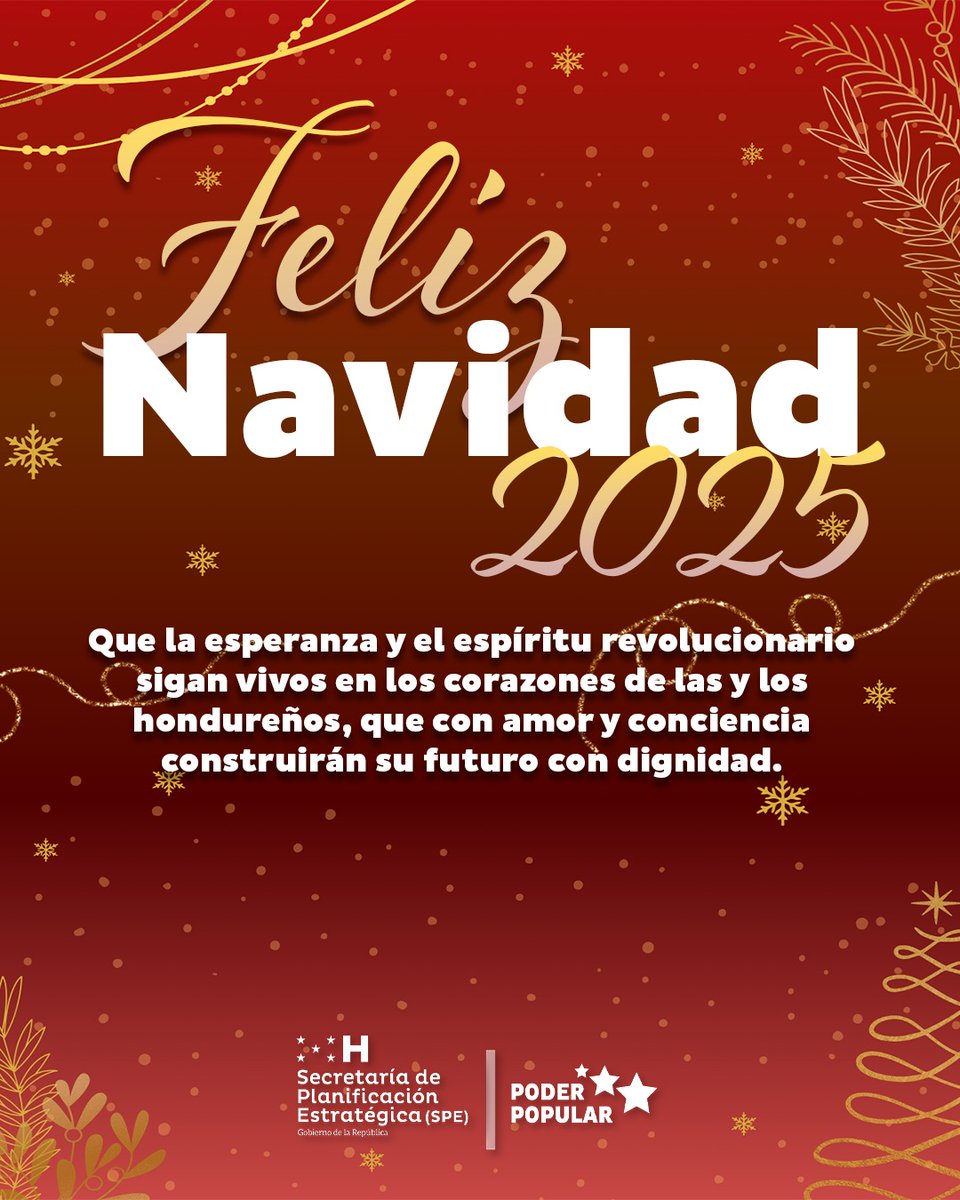 spe_hn's tweet photo. ¡Feliz Navidad!🥳🎄🎊

Desde la Secretaría de Planificación Estratégica les deseamos unas felices fiestas llenas de paz, amor y prosperidad✨ https://t.co/5sUKh4iAIp