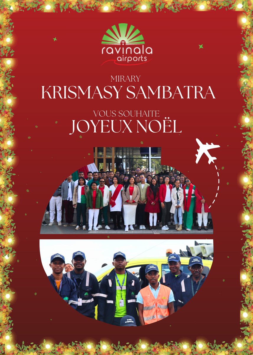 🇲🇬 Mirary Krismasy sambatra ho antsika rehetra izahay mpiaramiasa ato amin’ny Ravinala Airports !
🇫🇷 Toute l'équipe de Ravinala Airports vous souhaite un joyeux Noël !
#Ravinalaairports #Madagascar #Antananarivo #nosybe #JoyeuxNoel2025