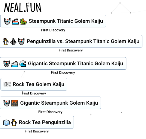 Grinded some infinite craft first discoveries