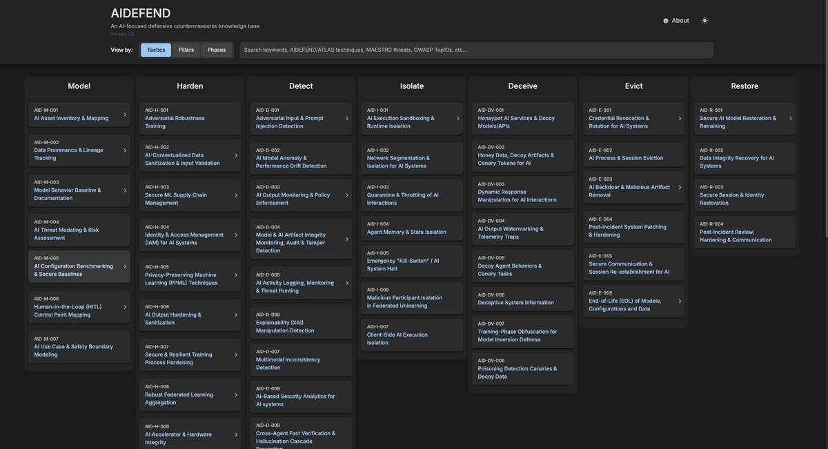 🛡️ AI DEFEND: An AI Defense Framework - github.com/edward-playgro… | edward-playground.github.io/aidefense-fram…

An open-source knowledge base of defensive countermeasures to protect AI/ML systems. 

Features interactive views and maps defenses to known threats from frameworks like MITRE ATLAS,