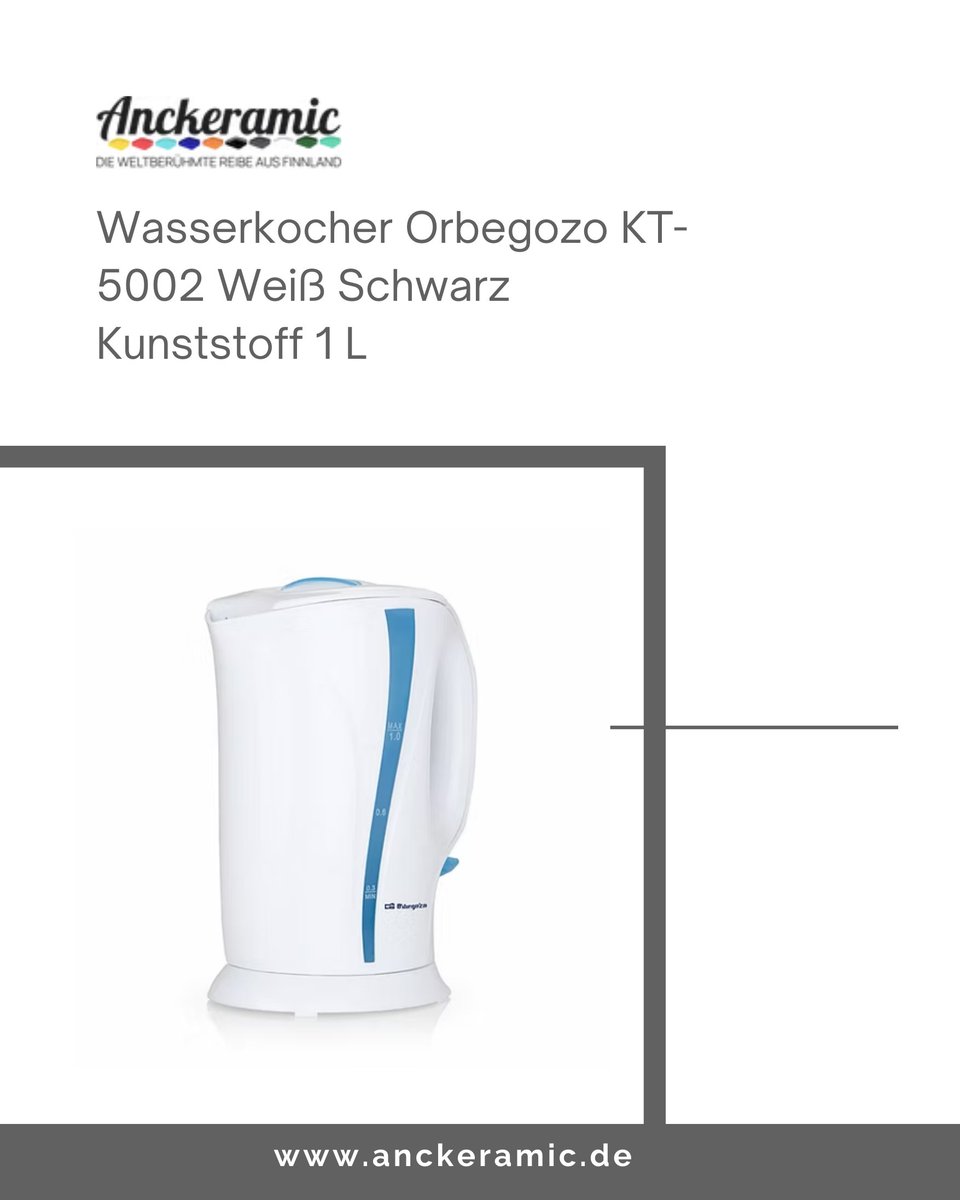 anckeramic's tweet image. Orbegozo KT 5002 Wasserkocher | Schickes Must-have für jeden Tag 

#orbegozo #wasserkocher #teeliebe #kaffeepause #küchengeräte #germany #german #anckeramic 

🛒 Jetzt bestellen: 
anckeramic.de/product-page/w…

📦 Schnelle Lieferung | 💳 Sichere Zahlung 🚀🔒