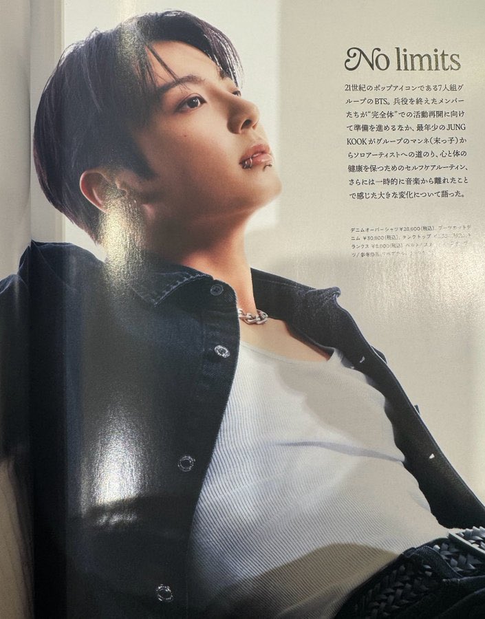 archivekukk's tweet photo. “Without Limits: The 21st-century pop icon BTS prepares to resume activities in full formation after the completion of their members' military service. In this context, Jungkook speaks about his journey, from the group's maknae to a solo artist, about the importance of taking care of the body's and mind's health, and about the profound transformations he felt when temporarily stepping away from music.” — Rolling Stone Japan 

#JungkookForRollingStone 
#JUNGKOOKxCALVINKLEIN