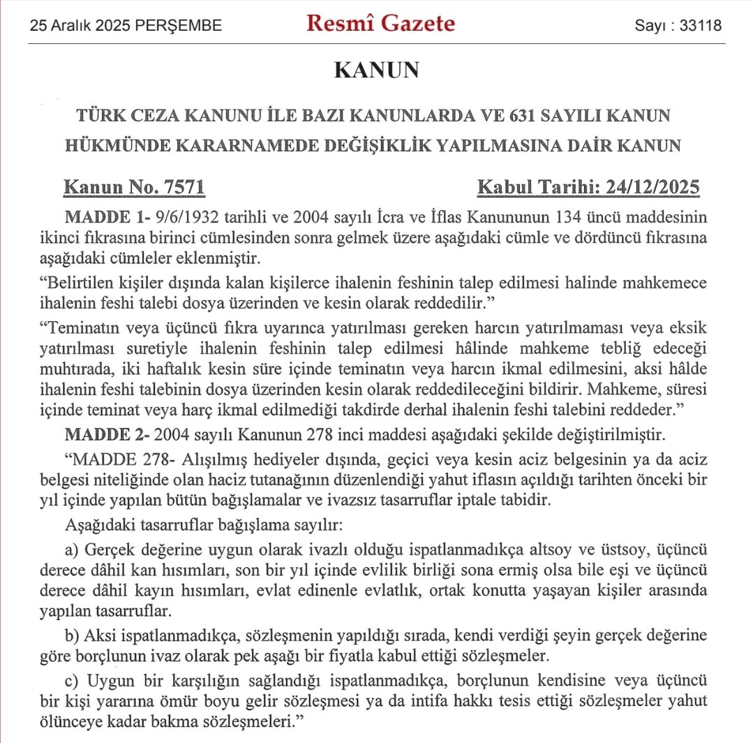 hukukif's tweet photo. 11. Yargı Paketi olarak bilinen Türk Ceza Kanunu ile Bazı Kanunlarda Değişiklik Yapılmasına Dair Kanun Resmî Gazete’de yayımlandı.

#kanun #hukuk #perşembe https://t.co/Dd62ZnyLAz