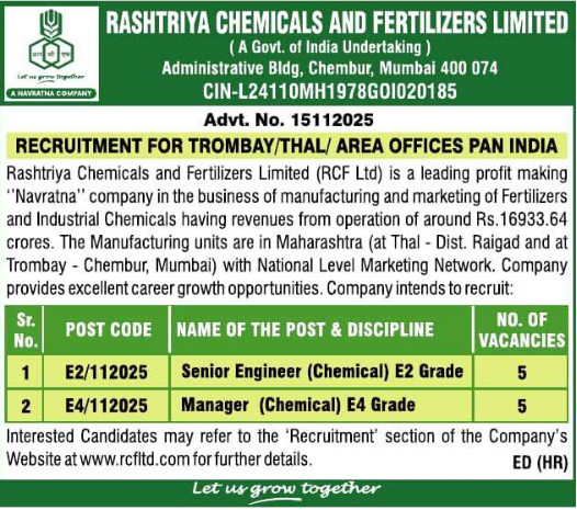 indiangovtjobs's tweet image. ✅ RCFL Recruitment 2026 - Apply Online for 10 Chemical Vacancies

👔 Senior Engineer / Manager - 10 Posts
🎓 Qualification - B.E./B.Tech
📅 Last Date - 07/01/2026

 Apply Details: indgovtjobs.in/2019/08/RCFL-R…

#RCFL #EngineerJobs #PSU