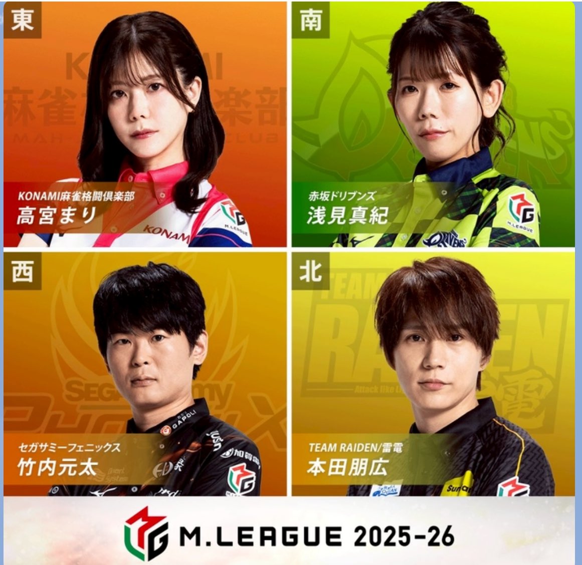 (取引者決定) Mリーグもう一卓は KONAMIvsドリブンズvsフェニックスvs雷電 KONAMI