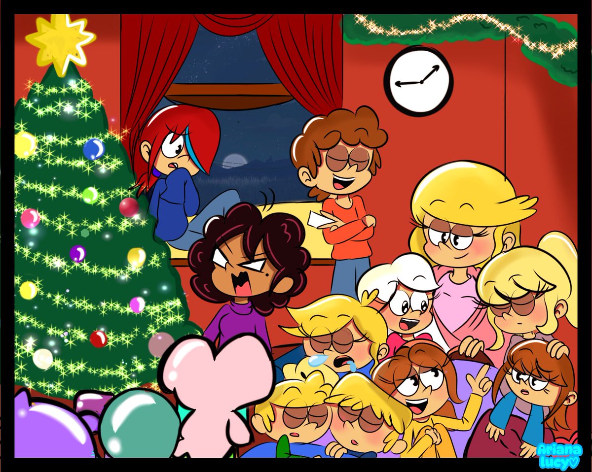Les deseo una feliz navidad a todos 
Un rapido dibujo de navidad lola contando un cuento a sus sobrinos, mientras los primos mayores en vuelven los regalos ( bueno solo lillian) 
#theloudhouse #MerryChristmas #arianalucy #originalcharacter #lidialoud #fanart