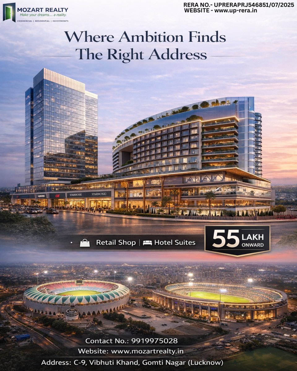 MozartRealty's tweet photo. Ekana Business Centre - Lucknow✨
Investment From ₹55 Lakh in Ekana Sportz City. 
Call Now:- +91- 99199 75028
Web:- https://t.co/0V6W6scE3L
#EkanaBusiness #MozartRealty #LucknowRealEstate #CommercialProperty #Lucknow #Ekanalko #BuyNow https://t.co/EBHN7x2nbb