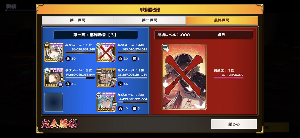 yoru_ARI02's tweet photo. とりあえずアサトの連撃の生存率upと、気付いたらクラリンが消し飛んでシュクレ居なくなってた事にはめっちゃビックリした😨

コタマもとても強くて凄いし、吸血鬼デイダラカイナの攻撃力も凄いことになってて2度見したｗｗ
敵視＋新鏡2枚は自分的にベストマッチ✨

#ロスフラ https://t.co/LzrZawu3ay