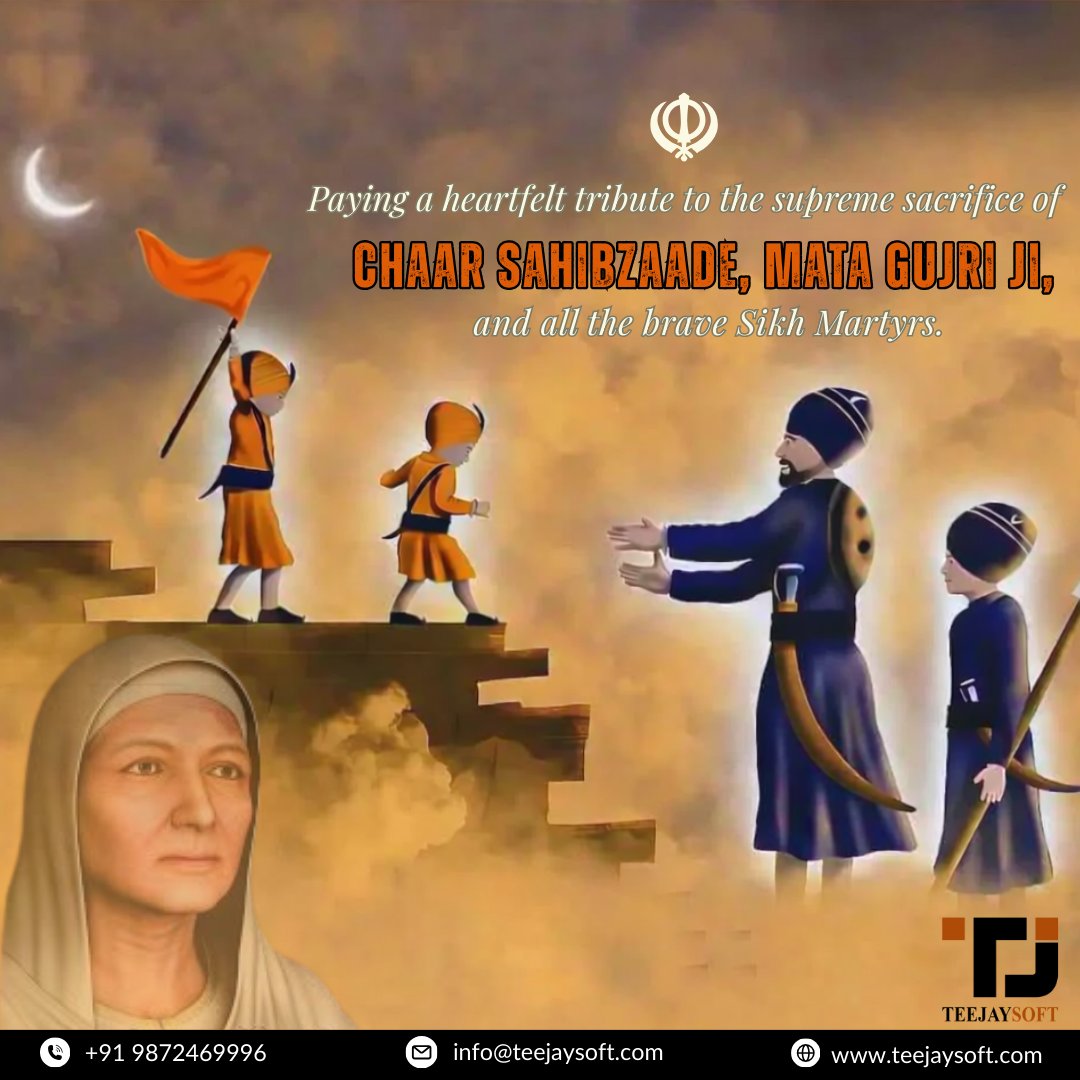 Teejaysoft's tweet photo. A tribute to the selfless sacrifice of Chaar Sahibzaade, Mata Gujri Ji, and the countless Sikh martyrs who stood firm in their faith and fought for the truth.🕊️💫

#ShaheediDiwas #ChaarSahibzaade #MataGujriJi #SikhMartyrs #teejaysoft #itcompany #mohali #DigitalMarketing https://t.co/LufGyekvPR