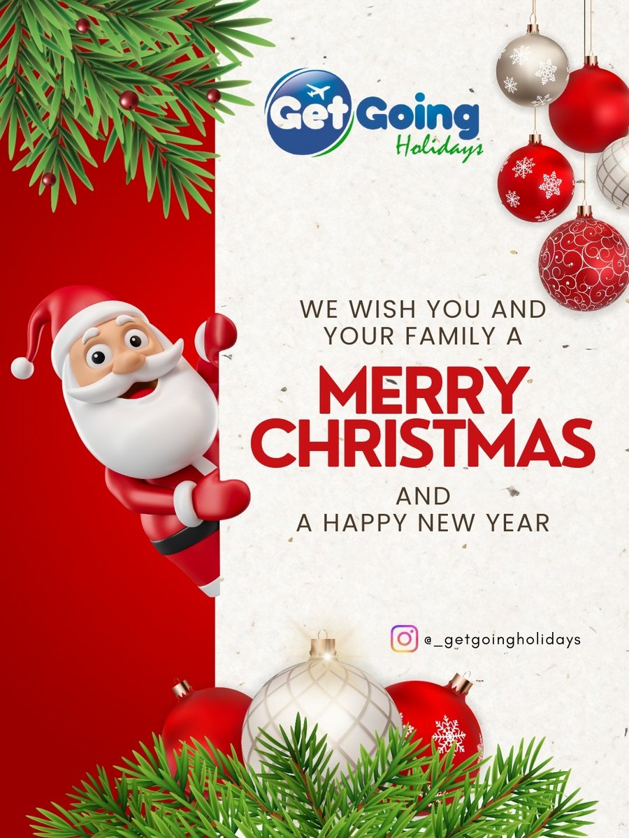 getgoingholiday's tweet photo. Wishing you all a bright and joyful Christmas 🎄 

#merrychristmas #cristmas #seasonsgreetings #festiveseason #christmasvibes https://t.co/cPtJIiJTsD