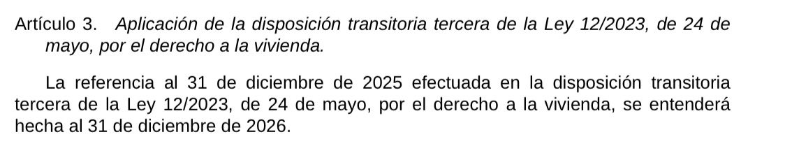 Real Decreto-ley 16/2025, de 23 de diciembre, por el que se prorrogan determinadas medidas para hacer frente a situaciones de vulnerabilidad social, y se adoptan medidas urgentes en materia tributaria y de Seguridad Social.
boe.es/boe/dias/2025/…