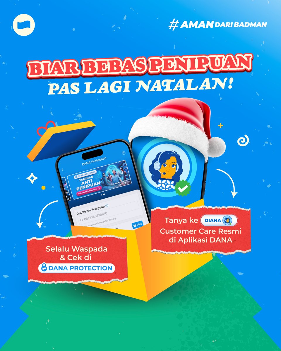 danawallet's tweet photo. Biasanya banyak nih penipu yang bermunculan mendekati momen-momen berharga bareng keluarga dan kerabat kalian.. yuk kita sama-sama lebih waspada sama pihak yang mengatasnamakan DANA. Kalau ada pertanyaan, langsung tanya ke DIANA yaa 💙 https://t.co/mh2k6t3K7F