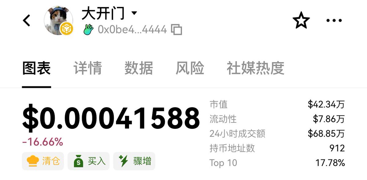 大开门，非常开门！
“开门”早期被听泉鉴宝带火
而“超级大开门”名字吉利猫聪慧
ip热度在web2堪称高居不下
屡次上榜热搜，得到广大群众的认可！

现在中文meme已经打开局限
超级大开门，赚钱赚到昏
头顶企鹅，左手老己，右手开门
两个字：无敌

ca：
0x0be4c23bddbf43ec14ebbd27d6ac7c62379f4444