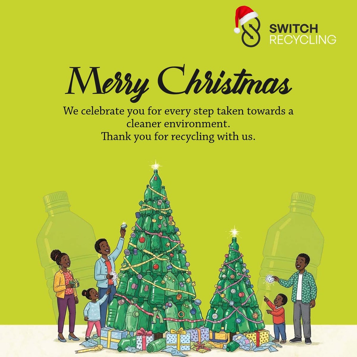 switchrecycling's tweet photo. From everyone at Switch Recycling, we wish you a Merry Christmas and a joyful festive season🎄

#switchrecycling 
#beatplasticpollution 
#savetheoceans https://t.co/phk9EpGgyT