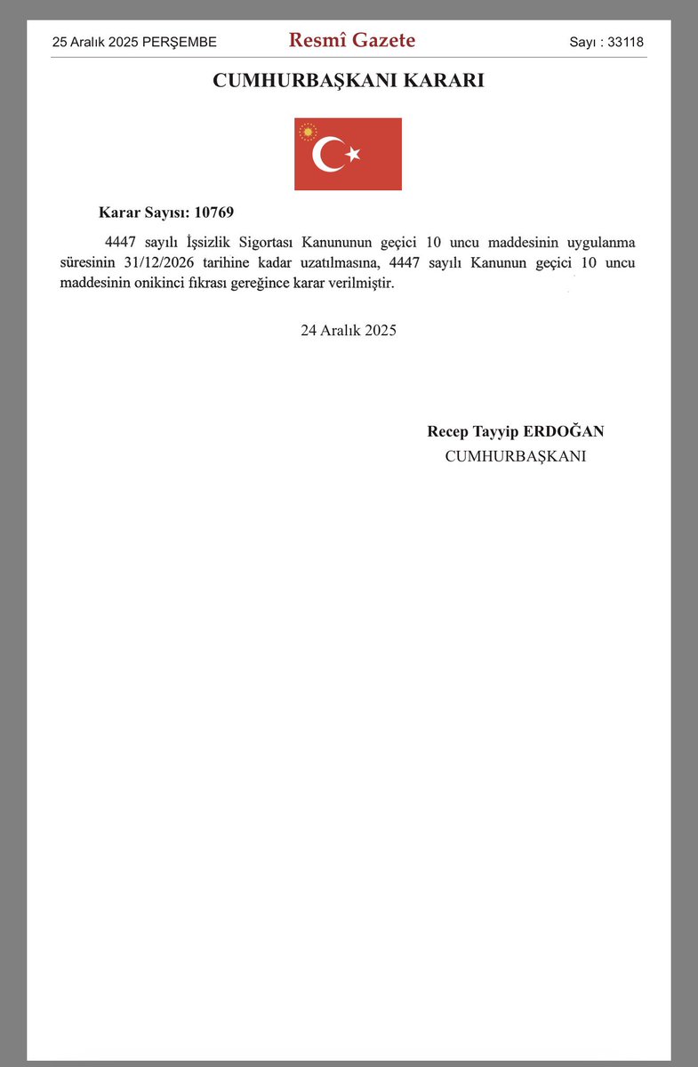 6111 sayılı kanun kapsamında işveren prim teşviği 31/12/2026 tarihine kadar uzatıldı 25/12/2025 tarihli Resmi Gazete’de yayımlandı.

#teşvik #prim #sgk