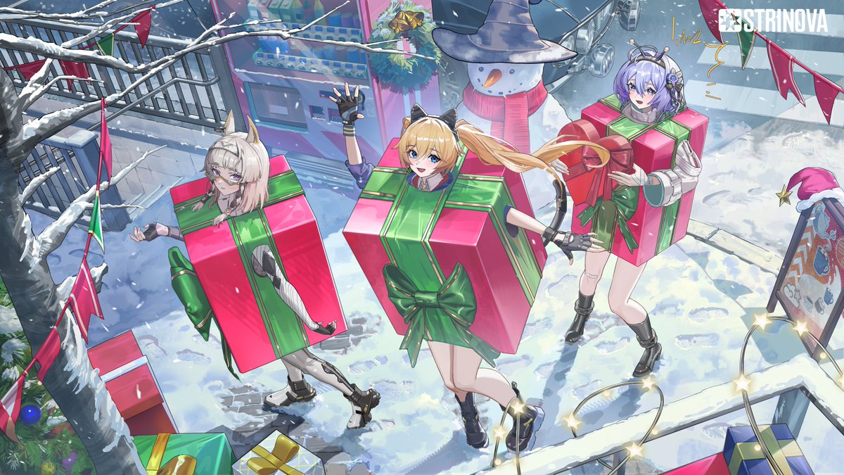 Strinova_EN's tweet photo. Navigators, Merry Christmas!🎄

"I say, do we really have to dress up like this?"
"Because we promised to give The Guide a Christmas surprise! It's going to be a suuuuuper big surprise!"
"Hmm... I just hope it won't turn into a 'suuuuuper big scare'..."

#Strinova https://t.co/dT3LJ2TpRG