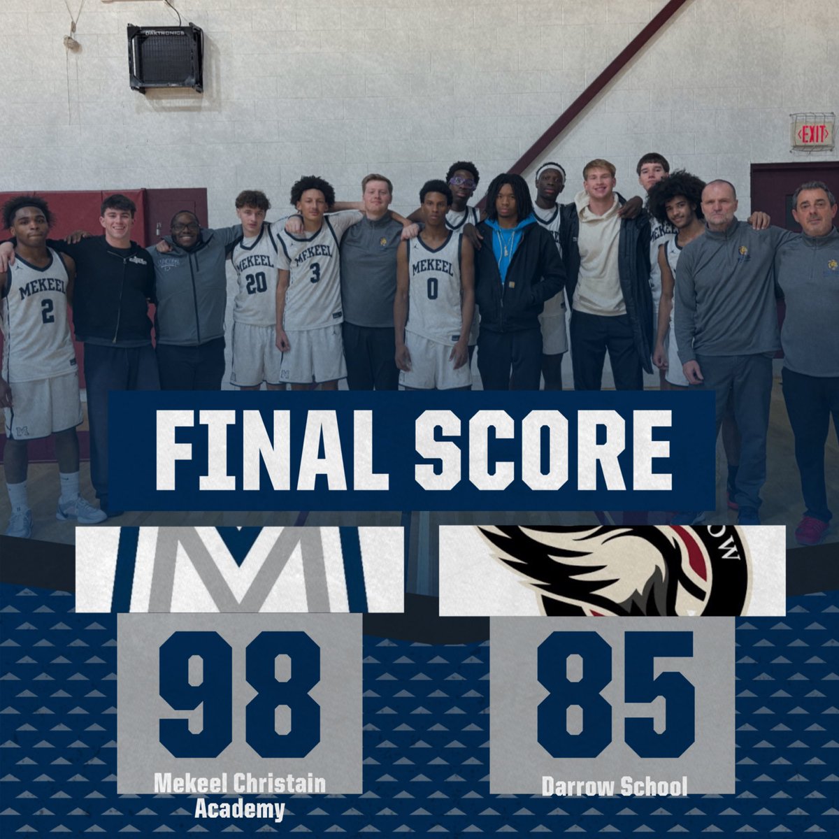 Mekeel_hoops's tweet photo. Final Score: Mekeel 98 Darrow 85 (OT)

Lions fight back from down 24 points and score 72 in the 2nd half + OT

@Big_moves11 - 39 points 7 Assists
@JayyDouble0 - 22 points 6 rebounds 3 steals
@_CharlesGadsden - 17 points 10 rebounds
@daley754 - 12 points 3 steals

8-1
#lionpride https://t.co/2W75LHfa1D