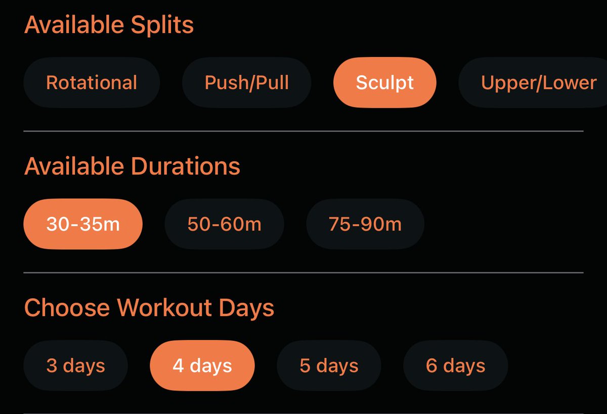 We added new muscle splits across several programs, including Push/Pull, Upper/Lower, and Sculpt. Same coaching logic and progression, just more ways to organize your training. Check it out now!