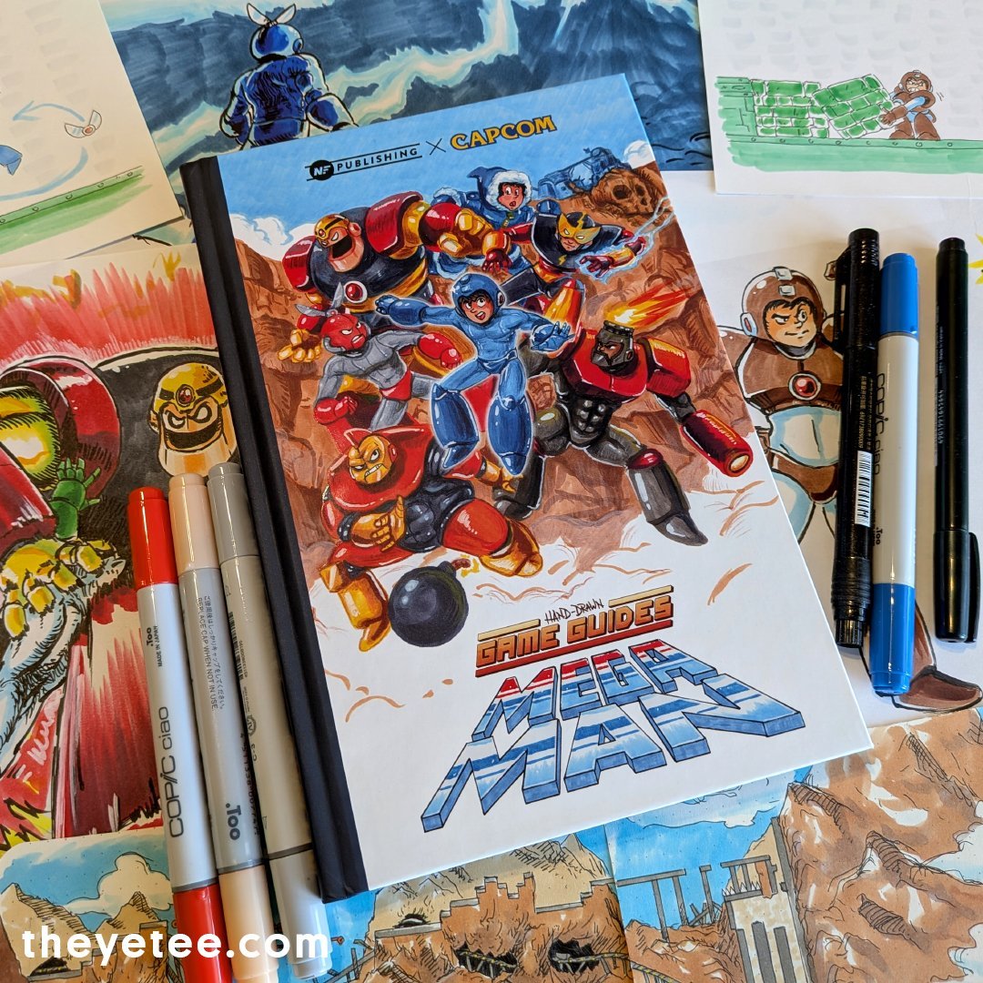 Nintendeal's tweet image. AVAILABLE NOW: Hand-Drawn Game Guides: Mega Man! Officially licensed and completely hand-drawn by the incredible REAL HUMAN BEING @heyphilsummers!

Buy it buy it buy it
Amazon: amzn.to/4pK40Vb
The Yetee: bit.ly/48L1AzA #ad

Support human artists.