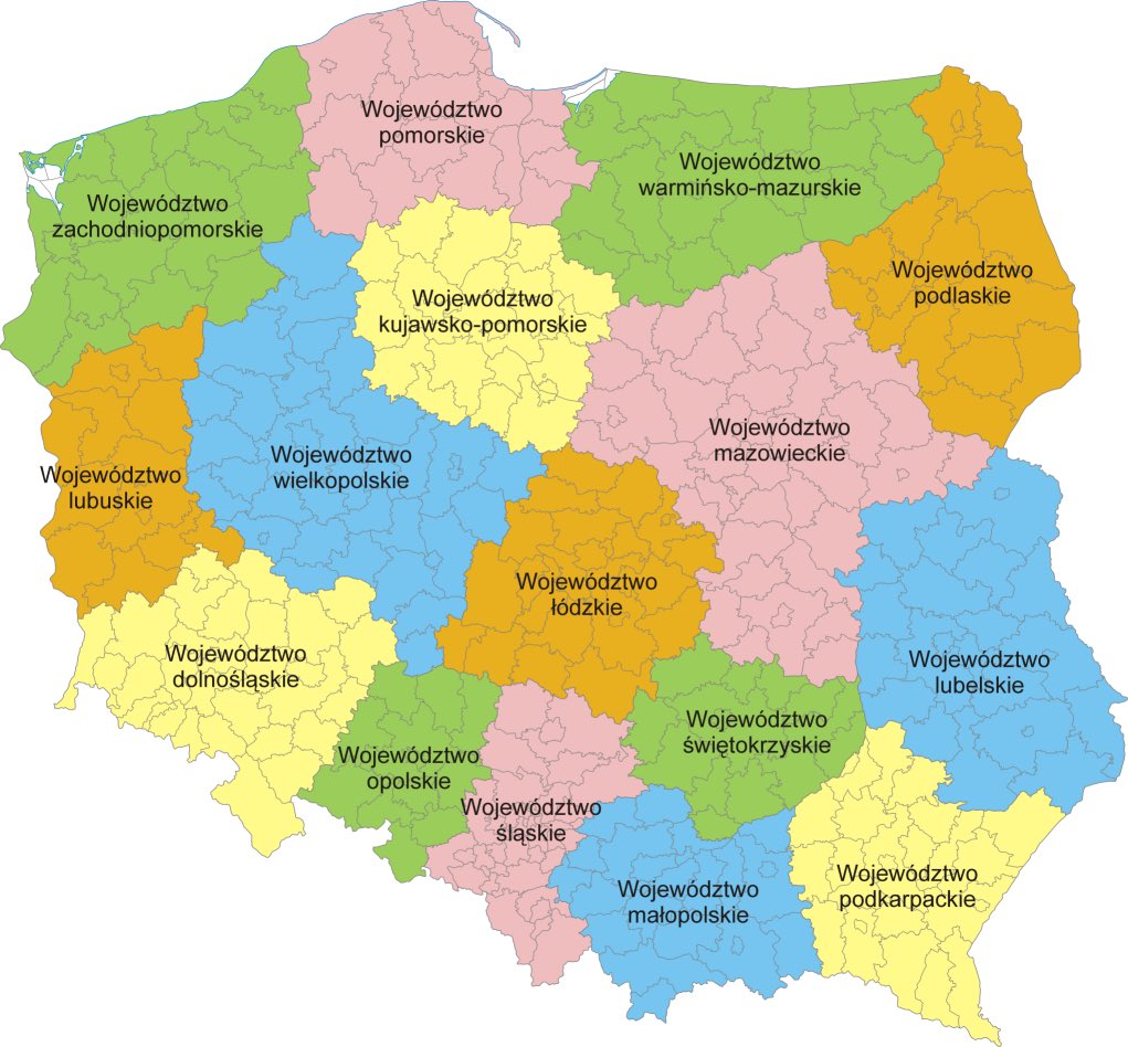 Mapsrandomly's tweet image. Administrative divisions of Poland