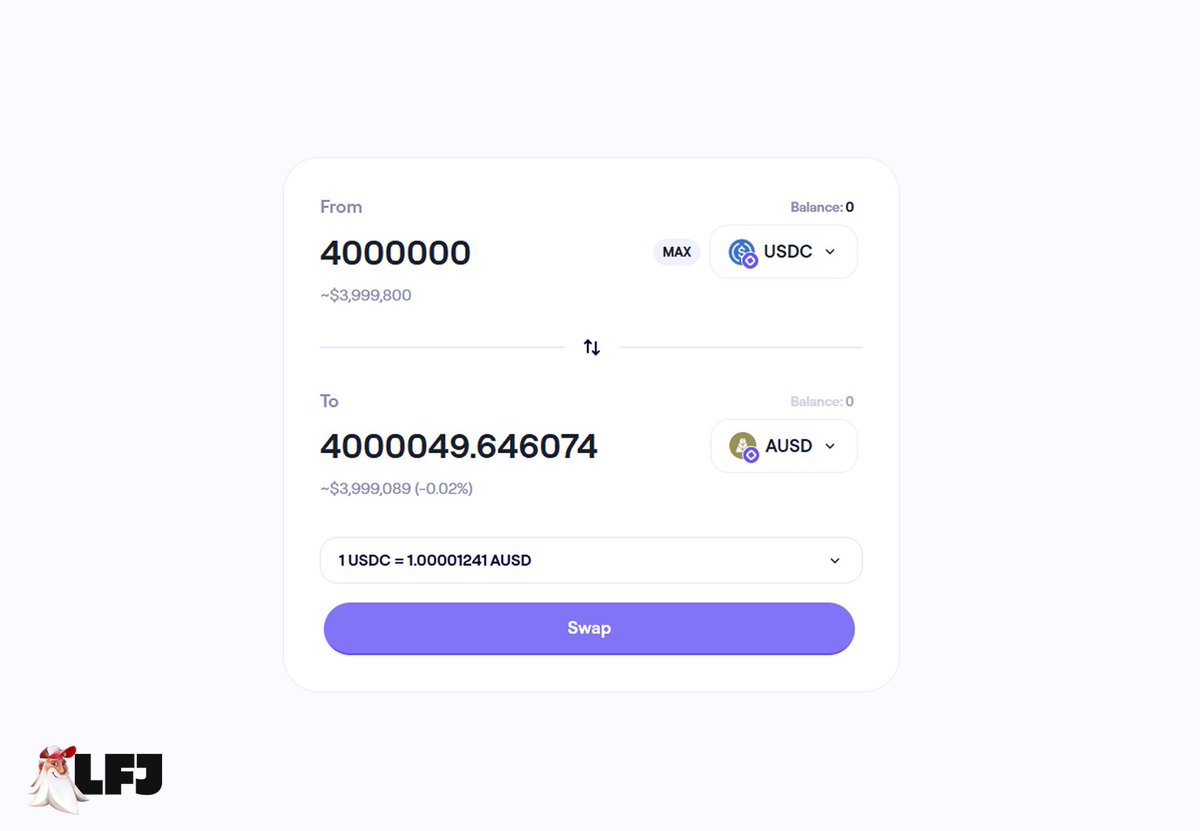 LFJ_gg's tweet image. $4 Million Swap with ZERO SLIPPAGE

That's Liquidity Book DLMM.

Only on LFJ