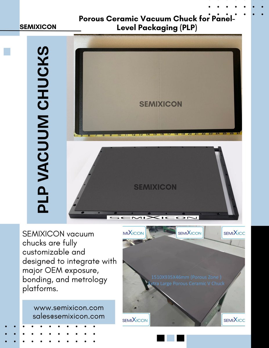 AdrianZhang568's tweet photo. SEMIXICON:Porous Ceramic Vacuum Chuck for Panel-Level Packaging(PLP) Custom Maximum Up to 3000×3000mm https://t.co/yURClRgY8x #PLPVacuumChuck #PorousCeramicVacuumChuck #PanelLevelPackaging #SemiconductorVacuumChuck #LargePanelVacuumChuck #LithographyPanelChuck #BondingVacuumChuck https://t.co/pef2ZhgoOg