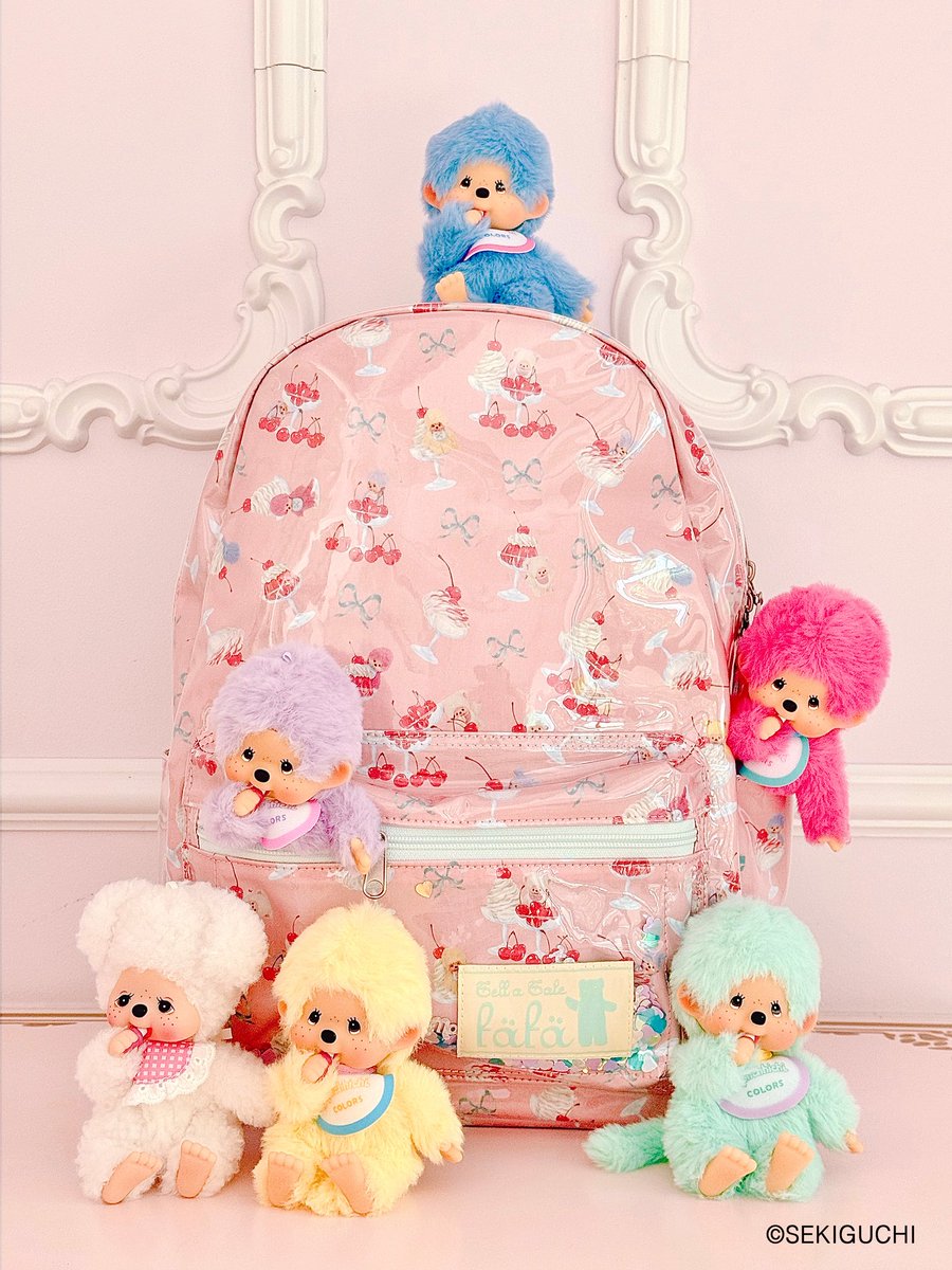 モンチッチ ⭐︎名古屋限定 ⭐︎タグ付⭐︎ラメピンク monchhichi x fäfä の新商品が入荷しました☆ デザート柄の中で遊んで