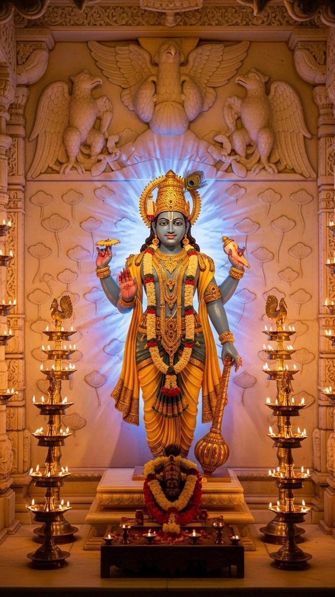 विष्णु भगवान हिंदू धर्म के पालक और संहार से रक्षा करने वाले देव हैं।
वे त्रिमूर्ति में संरक्षण के कार्य को निभाते हैं।
उनके वाहन गरुड़ और पत्नी लक्ष्मी देवी हैं।
विष्णु के दस प्रमुख अवतारों को दशावतार कहा जाता है।

ॐ नमो भगवते वासुदेवाय 🙏🚩