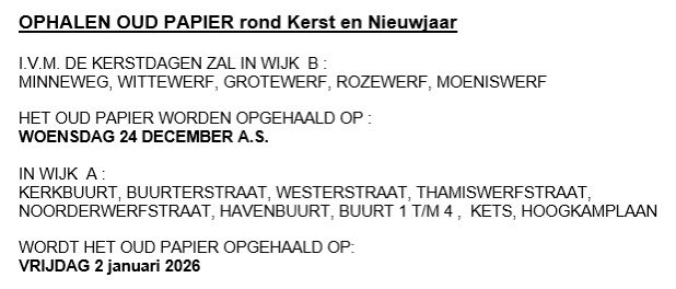 MarkerNews's tweet image. Ophalen oud papier tijdens de feestdagen
markernieuws.com/2025/20743.htm #Marken #oudpapier