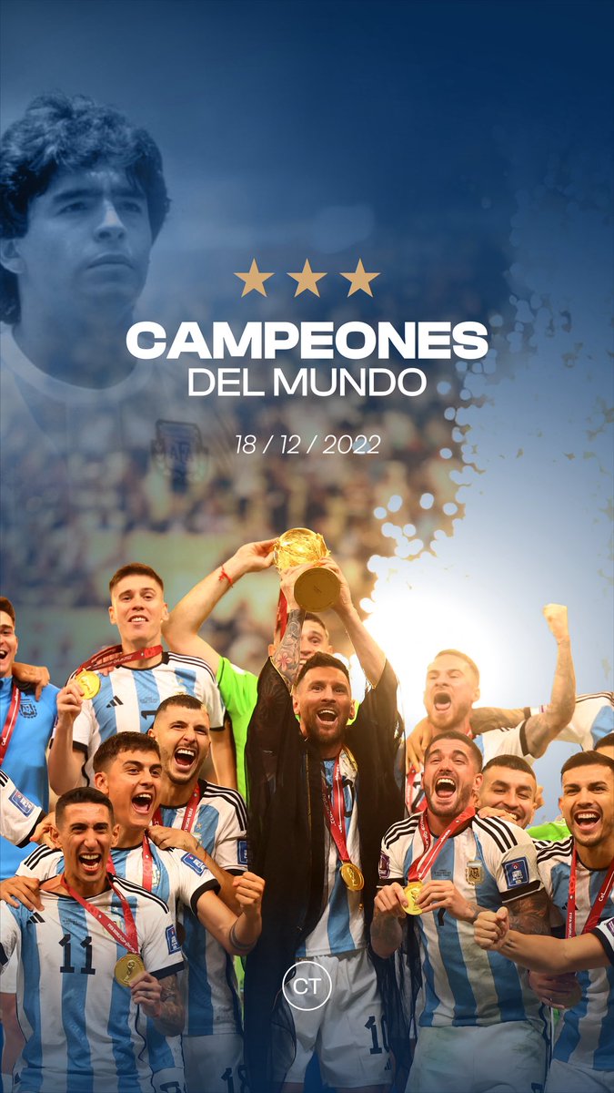 DIOS EN EL CIELO Y EN LA TIERRA 🏆🇦🇷

A 3 años de la tercera y un recuerdo que quedará marcado a fuego en el corazón y en la memoria de todo el pueblo argentino.

Desde el 18 de diciembre de 2022 y para toda la vida. Siempre gracias por la alegría que nos dieron, <a href="/Argentina/">🇦🇷 Selección Argentina ⭐⭐⭐</a>.