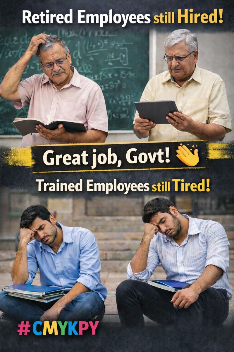 sagarmaske28's tweet photo. Retired employees still hired,
Trained Youth still tired!
Great job, Govt 👏
#CMYKPY 
#महा_युवा_प्रशिक्षणार्थी

@AjitPawarSpeaks @Dev_Fadnavis @mieknathshinde @CMOMaharashtra https://t.co/7XTxHOIfP0