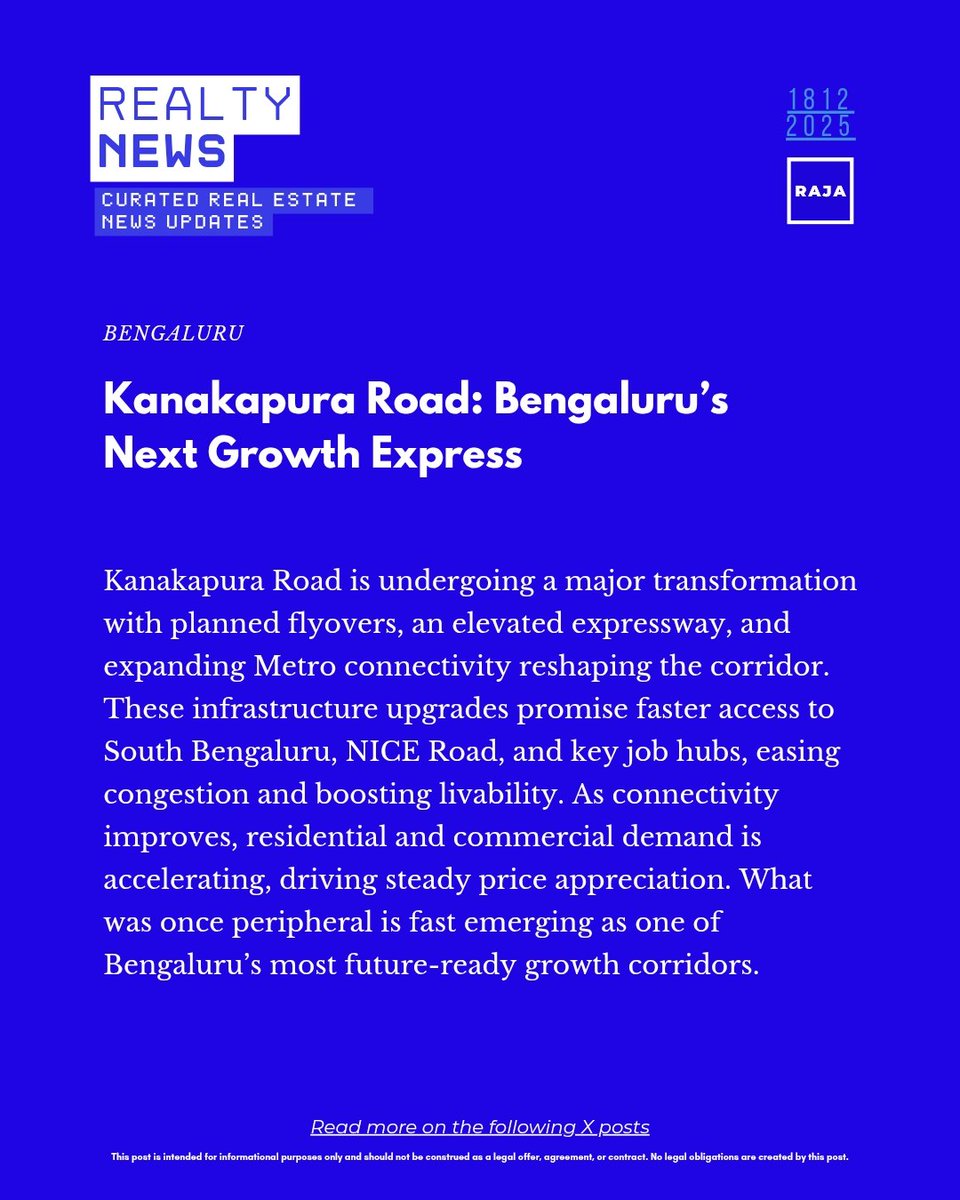 raja_ar_jun's tweet photo. 1/
Kanakapura Road is entering its infrastructure payoff phase.
Flyovers, an elevated expressway, and strengthened Metro connectivity are quietly reshaping this South Bengaluru corridor from “upcoming” to future-ready. https://t.co/T937XyeLLq