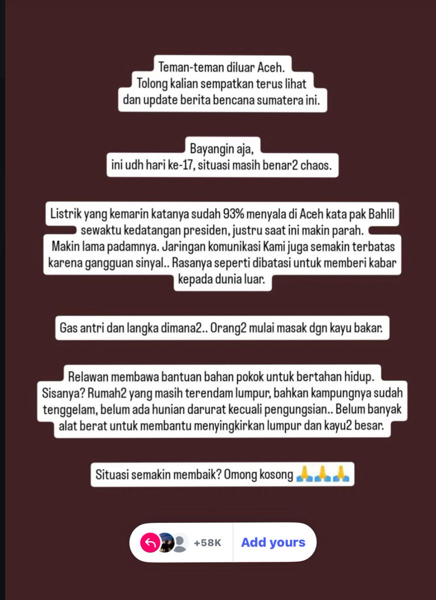 Satu2nya cara: mintalah bantuan sebanyak mungkin helikopter dari negera2 tetangga terdekat atau jauh sekalipun. Please, Pak <a href="/prabowo/">Prabowo Subianto</a> sebelum makin banyak orang meninggal krn kelaparan dan penyakit. Sebelum tak sengaja jadi genosida.