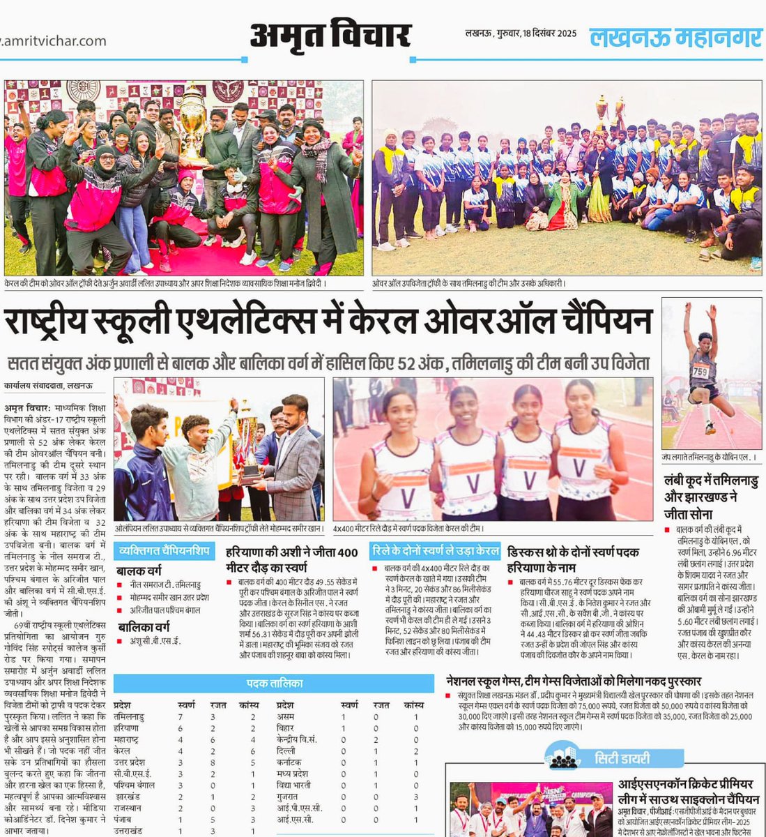 khelege2khilege's tweet photo. अख़बारों की सुर्खियाँ बनीं जीत की कहानी 🗞️🏆
69th नेशनल स्कूल गेम्स 2025 का भव्य समापन,
केरल बना ओवरऑल चैंपियन — मेहनत, अनुशासन और टीमवर्क की जीत। 🇮🇳 https://t.co/cUU0aDilOr