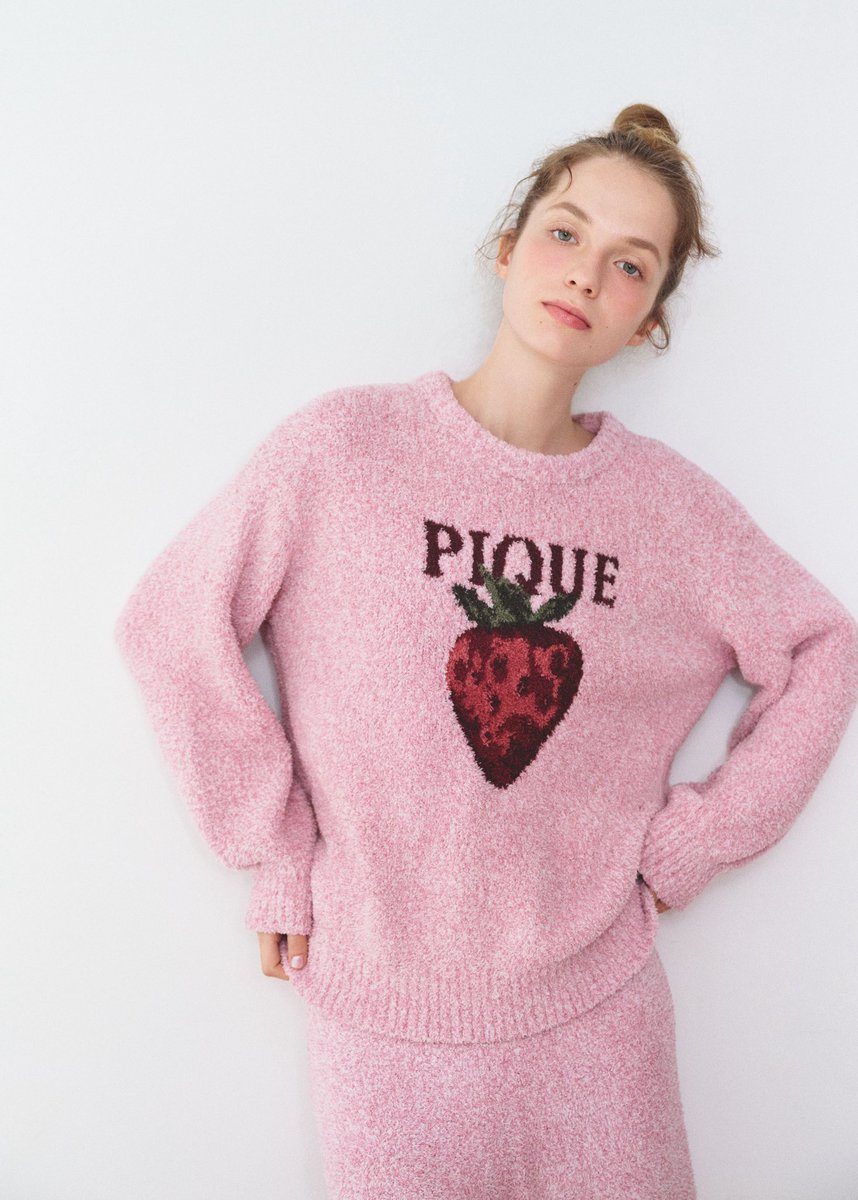 フリーサイズ pique gelato いちご柄ルームウェア