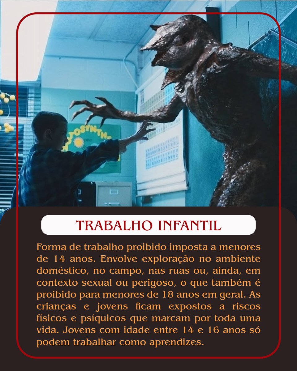 Finalmente chegou o grande dia! Mais uma leva de episódios do volume 2 da 5ª e última temporada de Stranger Things estará entre nós hoje (25/12) para o delírio dos fãs. 

Mas vocês sabem quais são os demogorgons que assombram o mundo do trabalho invertido? 

Confiram nos cards!