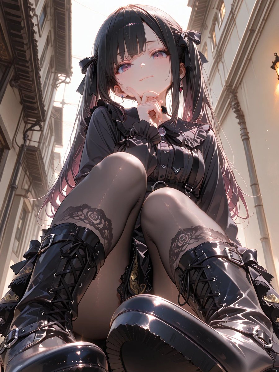 お昼のゴッスロリィ～🖤
10～20デニールの花柄ストッキング🌸
※モデル構成マイチェンで過去イラスト再生成。
　うん。差分気づける人いないレベルww
　2枚目はアングル違い♪

Gothic Lolita for lunch~🖤
10-20 denier floral stockings🌸
※Model composition tweaked to recreate past