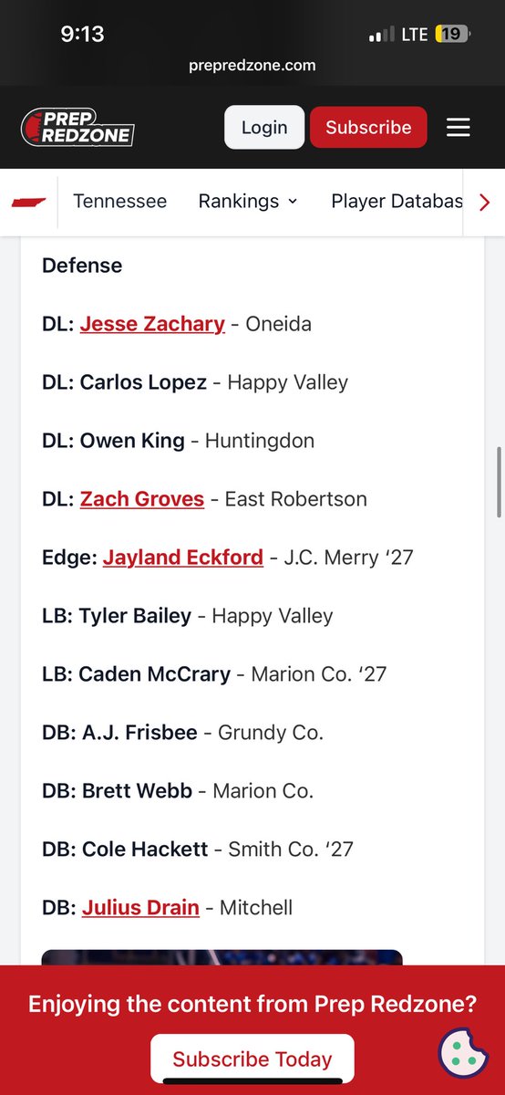 OWENKING191's tweet photo. Blessed to be recognized as a 2nd team all state 
Thank you @PrepRedzoneTN for putting me as all state @CoachT_99 @CSmithScout @TerrenceIsaac1 https://t.co/zQZZTs89pV
