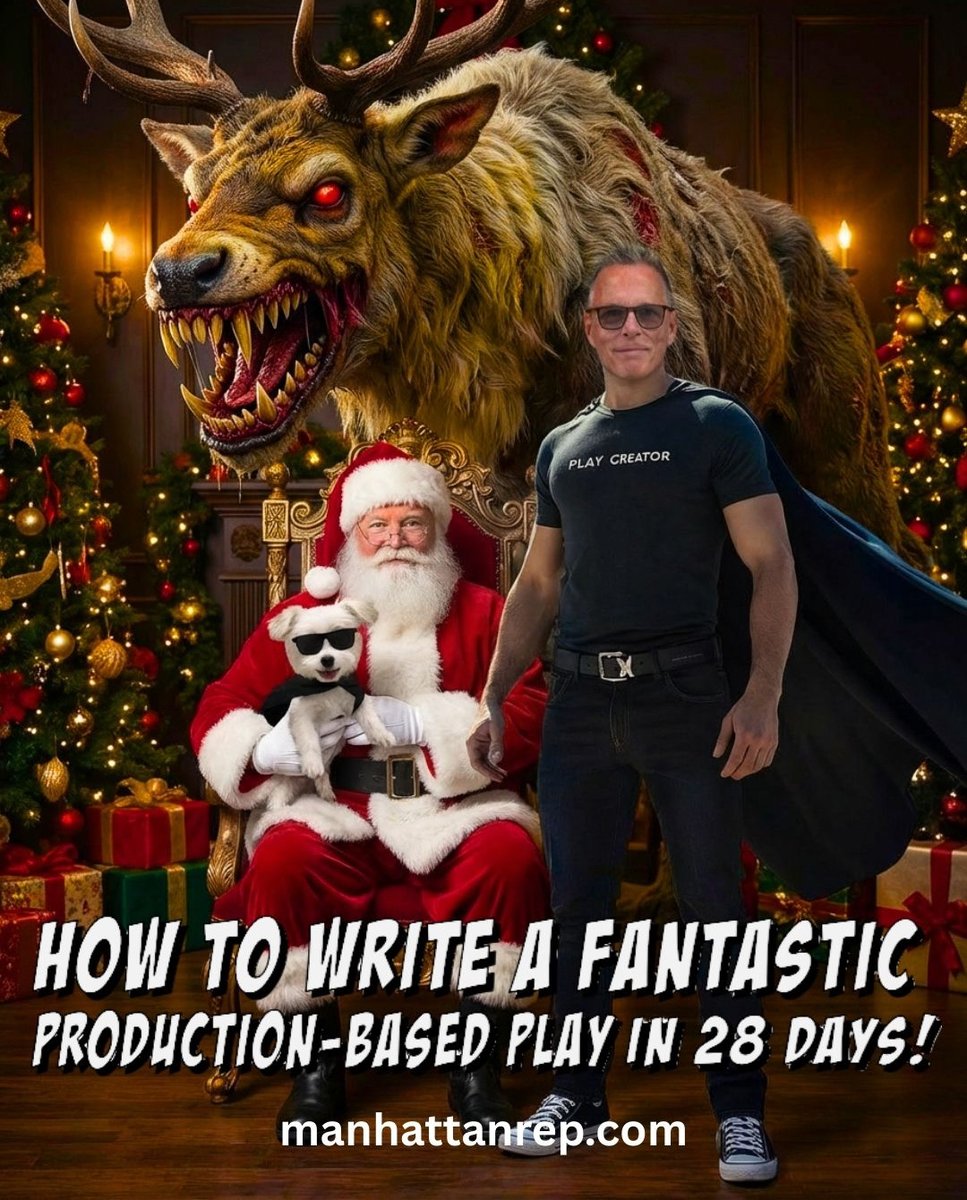 ManhattanRep's tweet image. For Beginners and Seasoned Pros! 

Become a Super-Powered Playwright! 

Join me for a two part live Zoom event, How to Write a Fantastic Production Based Play in 28 Days. 

Now until Dec. 29, 2025, we are offering "Holiday Pricing!" 

manhattanrep.com/28dayplay

#playwriting #play