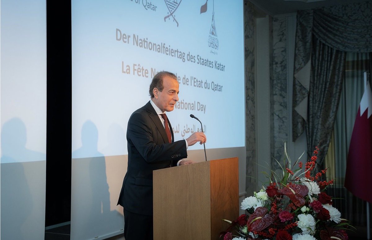 QatarEmb_Bern's tweet photo. The Embassy of the State of Qatar in Bern hosted a National Day reception attended by Swiss parliamentarians, FDFA officials, members of the diplomatic corps, and representatives of the cultural, media, and business sectors.
#اليوم_الوطني_قطر https://t.co/qEpCOxWfOd