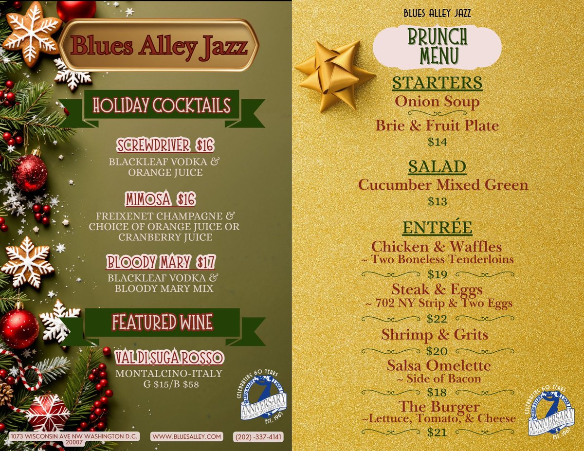 bluesalley's tweet photo. Saturday, Dec 20 ￼
Special matinee show and menu 12:30pm https://t.co/cZUmvczAiv for tickets 
￼￼ https://t.co/1xXeuZMi6N
