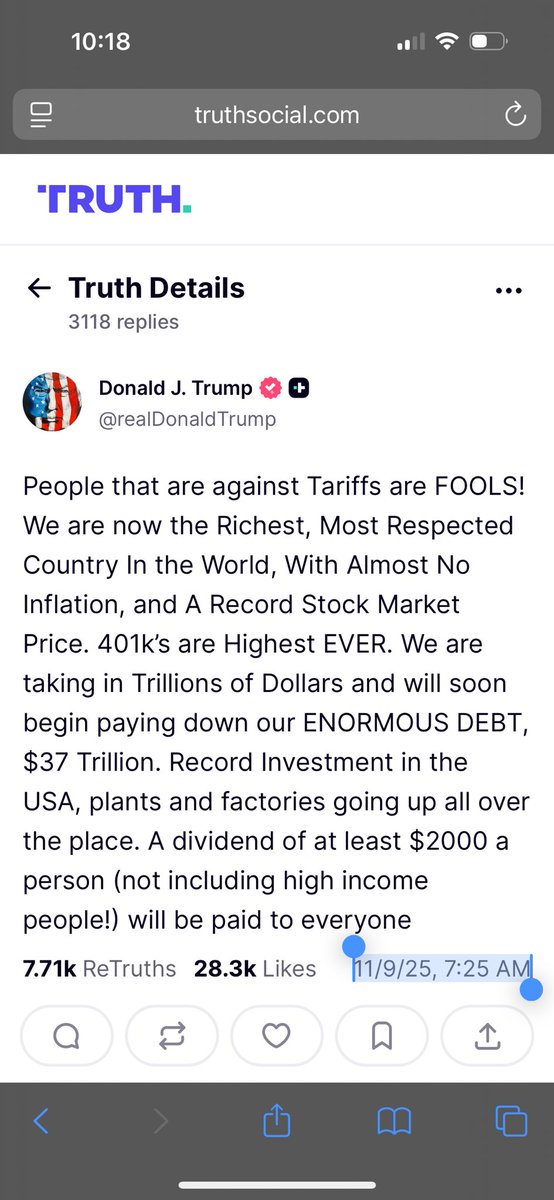 I’m old enough to remember when (on November 9), Supreme Leader promised “at least $2,000” to “everyone!”

Now it’s $1,776 to *some* military folk who meet specific criteria.

Don’t spend it before you get it…