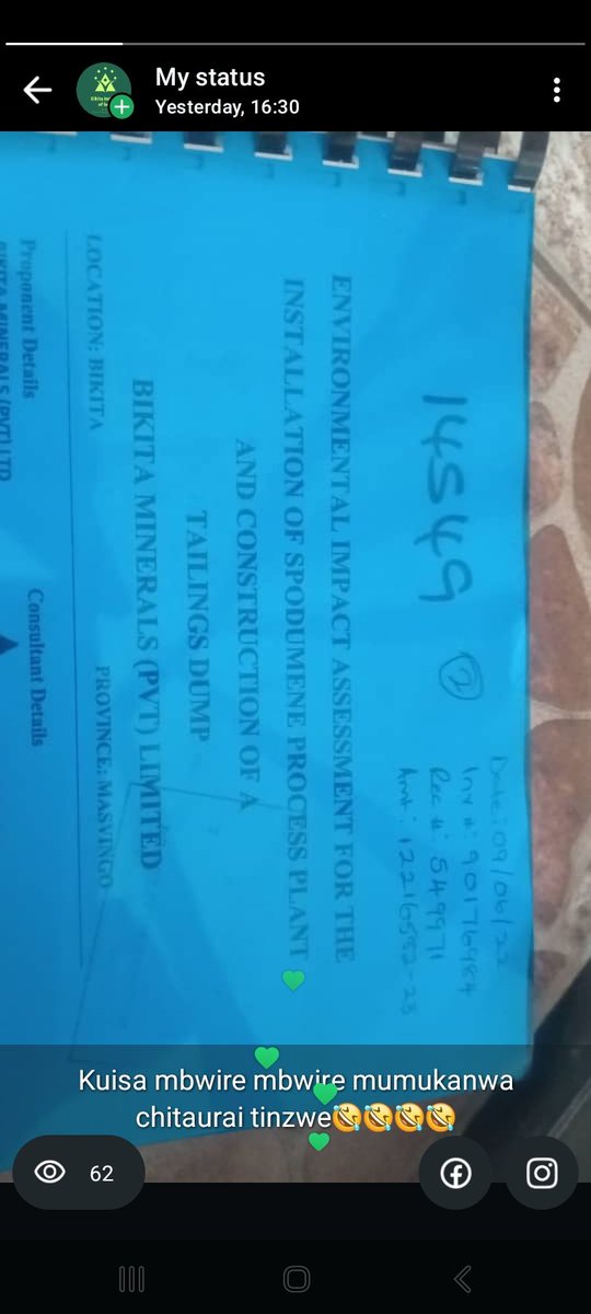 No EIA ,no consultation  no Development   just   from pit to  port
What is going to be our benefits  as communities  below is a document which proves that  bikita minerals  never did an EIA  for the construction  of the tailing dam located in murape  <a href="/ZELA_Infor/">Zimbabwe Environmental Law Organisation (ZELO)</a>  #do it properly