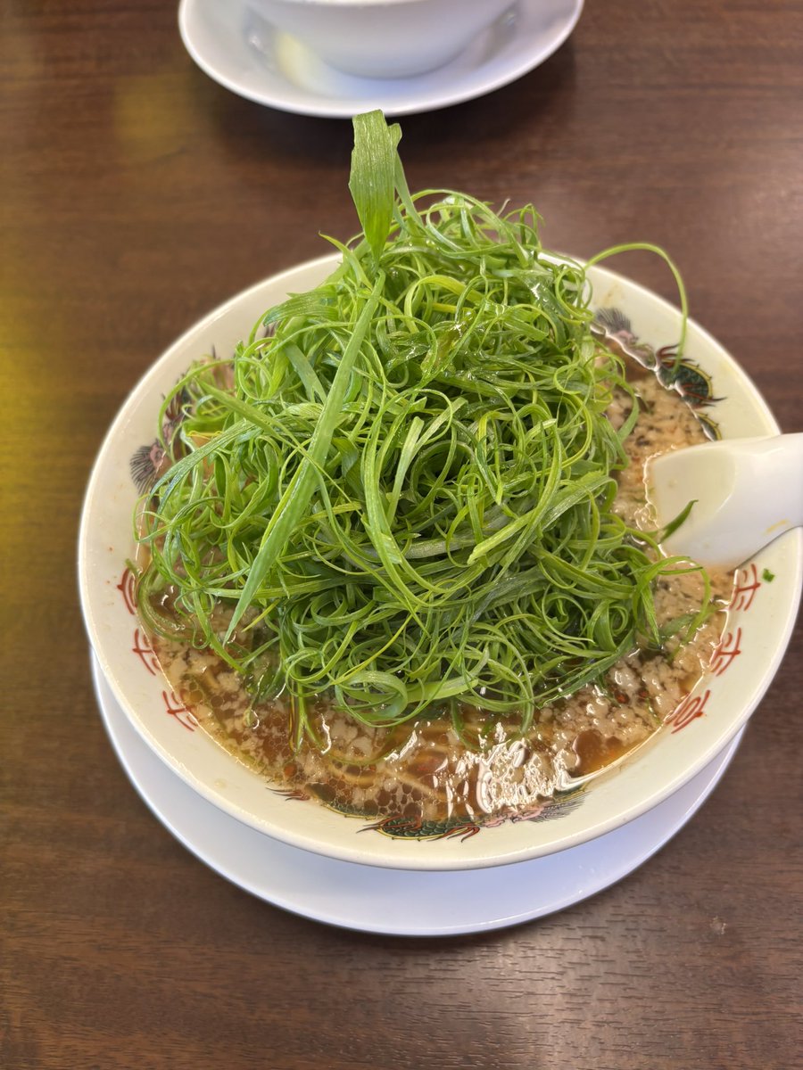 お昼に来来亭ネギラーメンと半チャーハン
完食出来るか不安